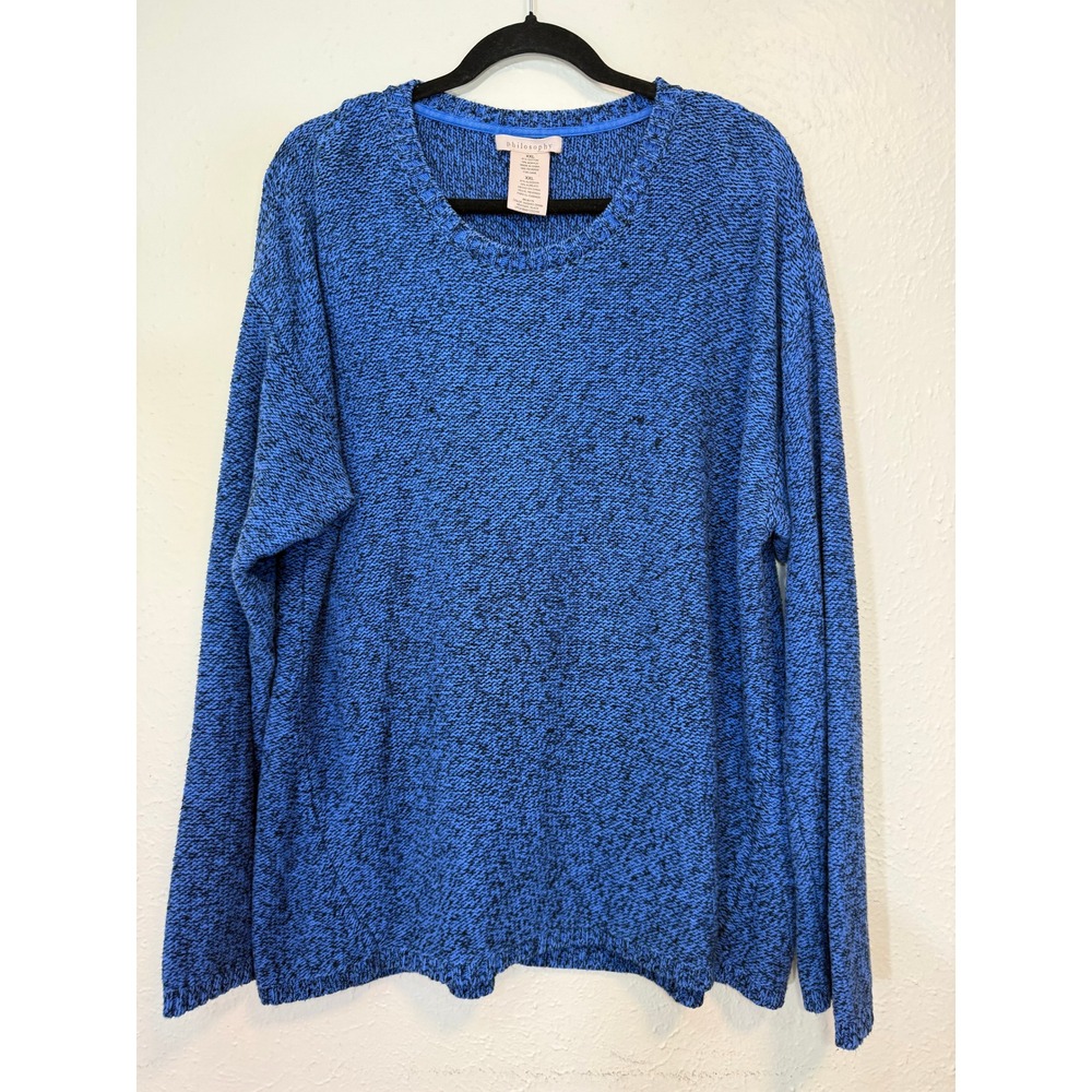 Philosophy Republic Plus Size Womens XXL Blue Heather Knit Crew Neck Sweater
